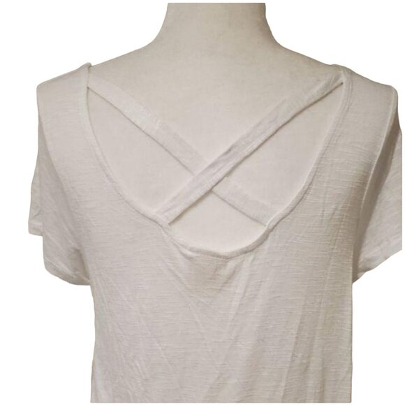 Mossimo Supply Co. Womens White Cross-Back Short Sleeve Shirt Size Medium - Picture 9 of 10
